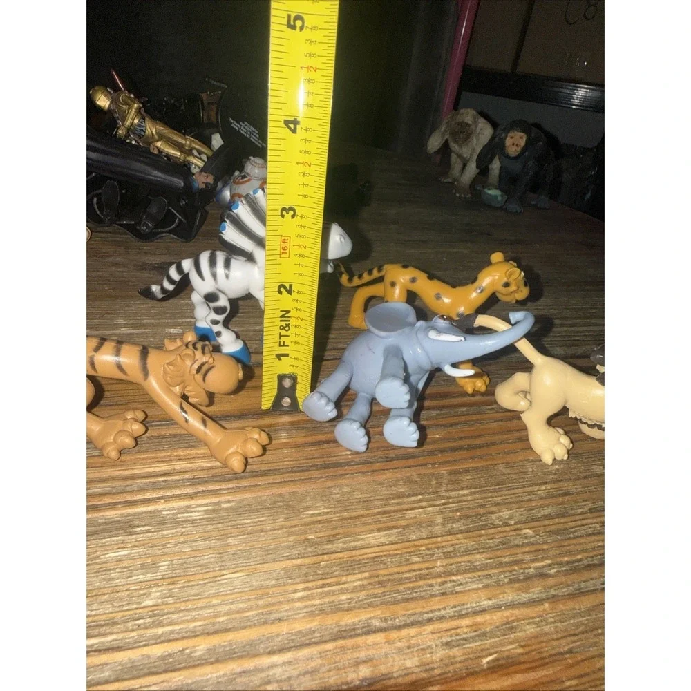 Set Of 6 Cartoon Style Rubber‎ Safari Animal Toys Cake Toppers